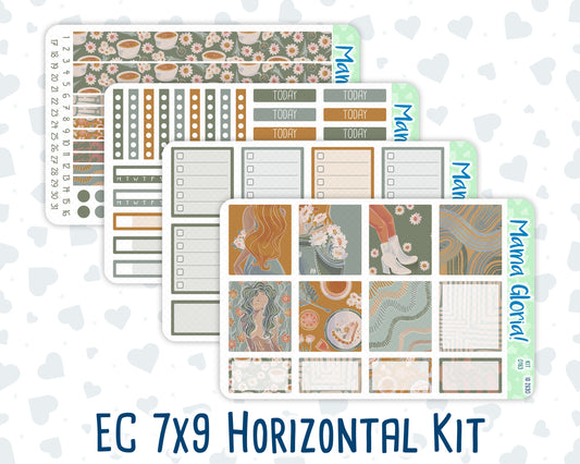 Kit 0163- 7x9 - Boho Daisy -May- Spring- Weekly Kit For EC Horizontal Planners