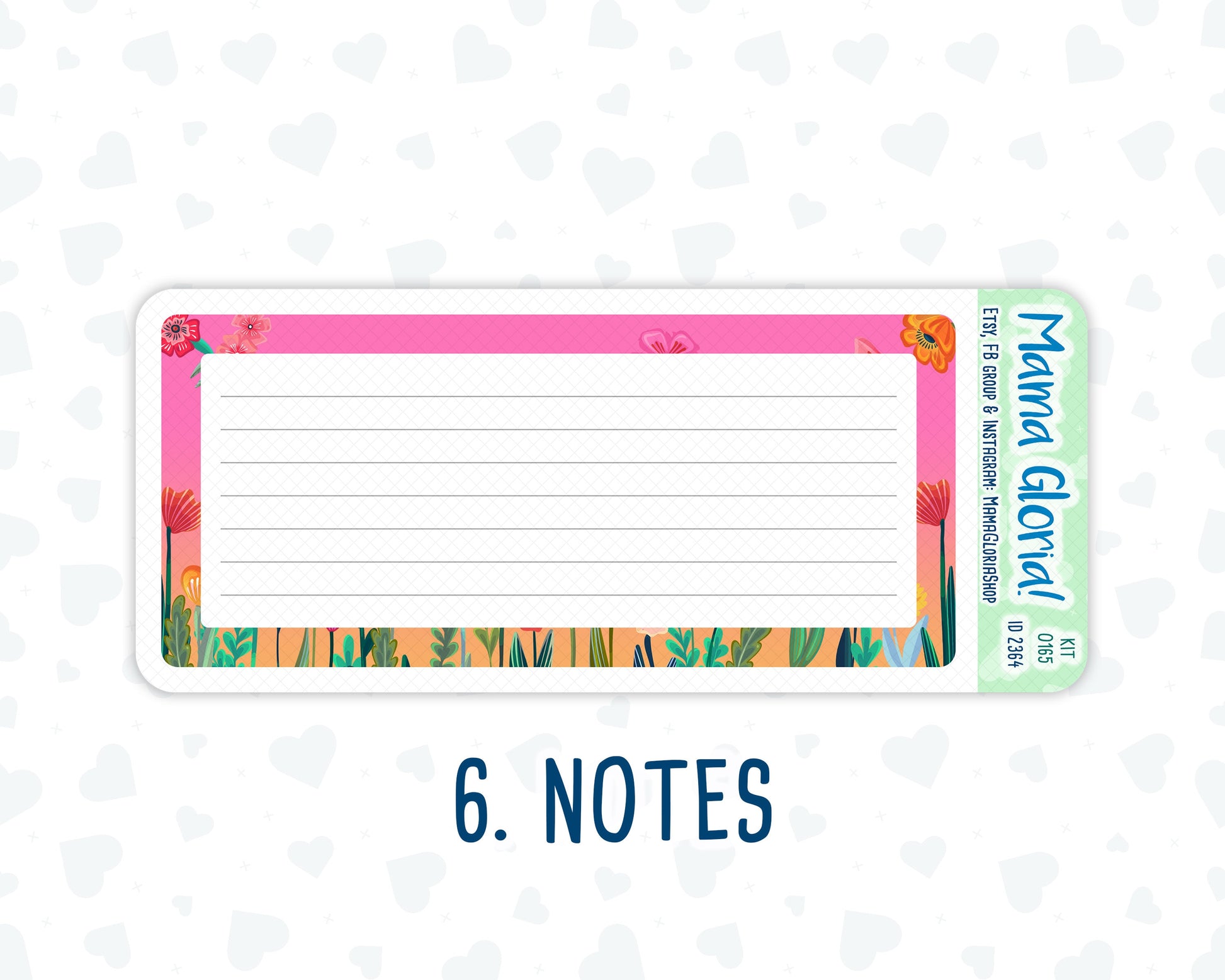 Kit 0165 - 7x9 - To Mom - May- Spring- Notes Pages - Dashboard Kit - Productivity Page