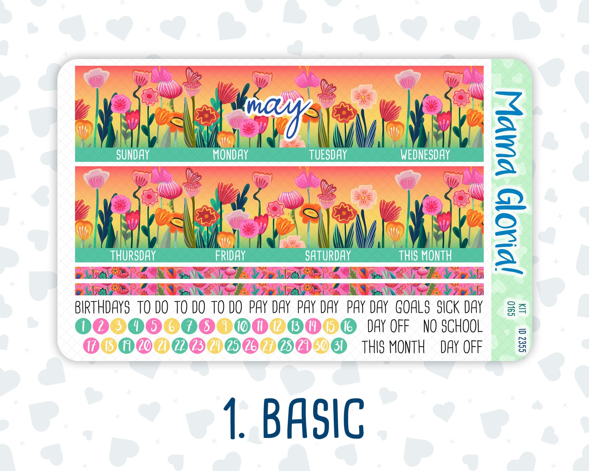 Kit 0165 -7x9 - Monthly - To Mom - May- Spring- For EC Planners