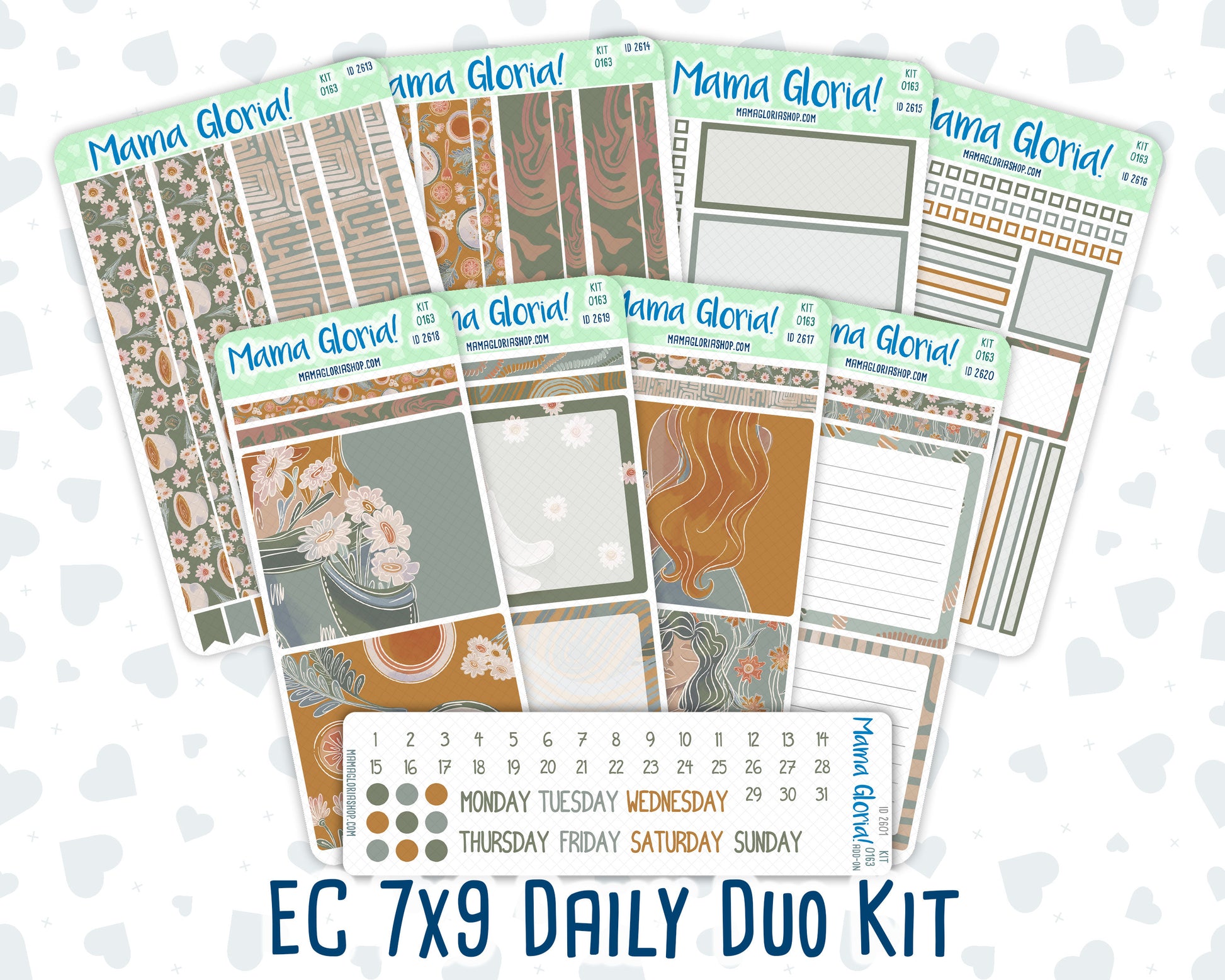 Kit 0163 7x9 Daily Duo - Boho Daisy - May- Spring- Planner