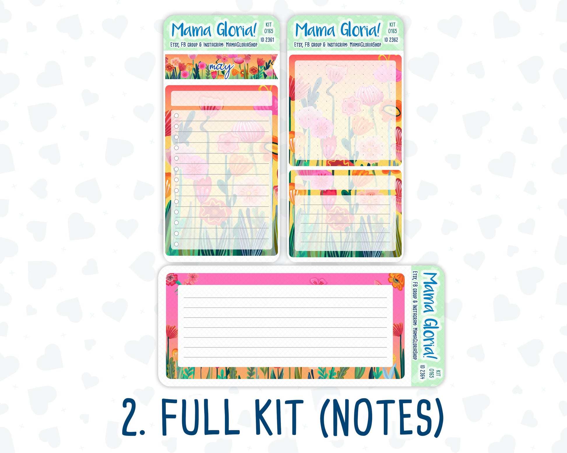 Kit 0165 - 7x9 - To Mom - May- Spring- Notes Pages - Dashboard Kit - Productivity Page