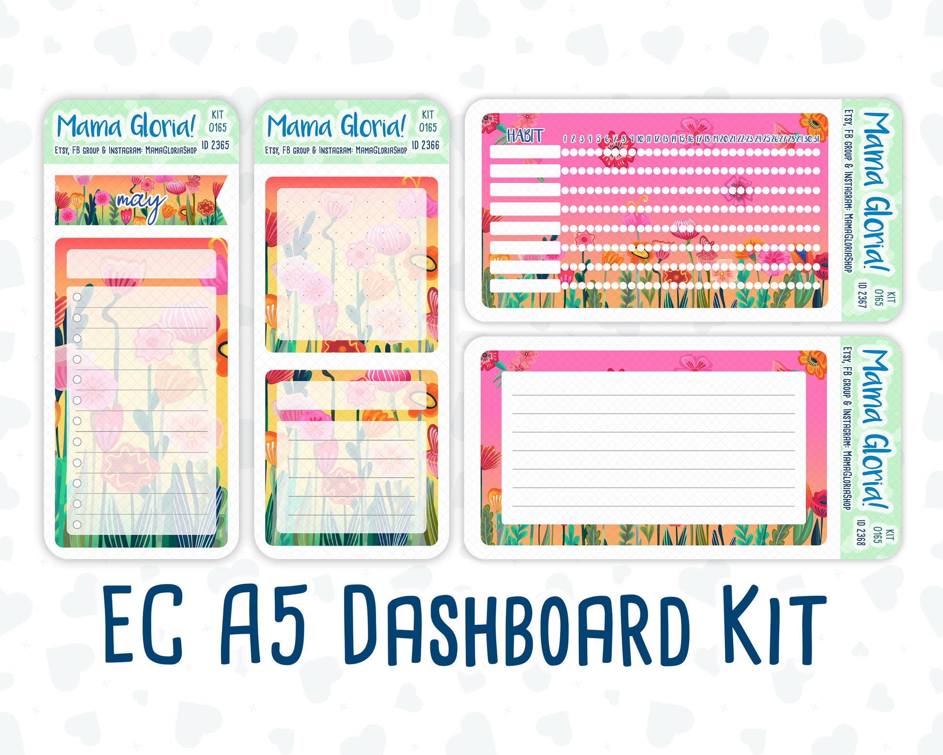 Kit 0165 - A5 - To Mom - May- Spring- Notes Pages - Dashboard Kit - Productivity Page