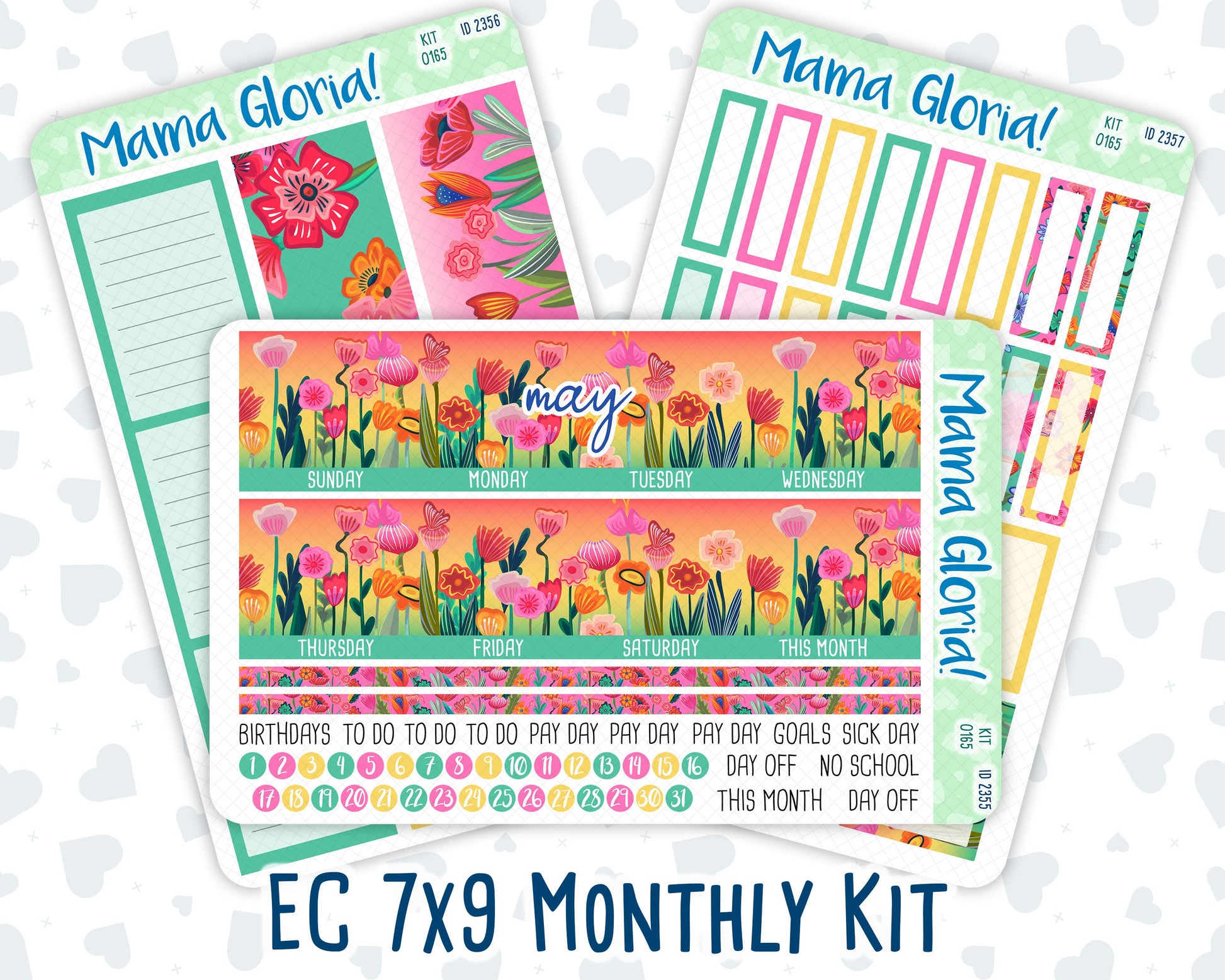 Kit 0165 -7x9 - Monthly - To Mom - May- Spring- For EC Planners